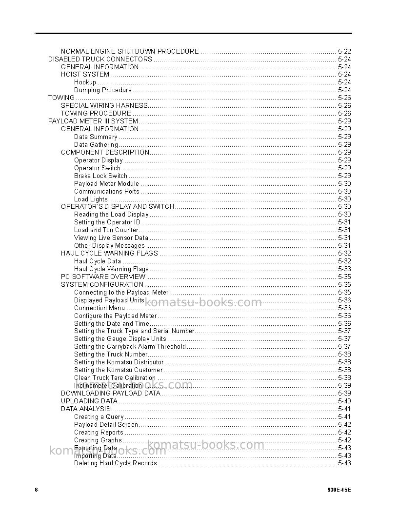 Komatsu 930e-4usa-se Operation manual cover Page 6 Komatsu 930e-4usa-se Operation manual cover Page 6