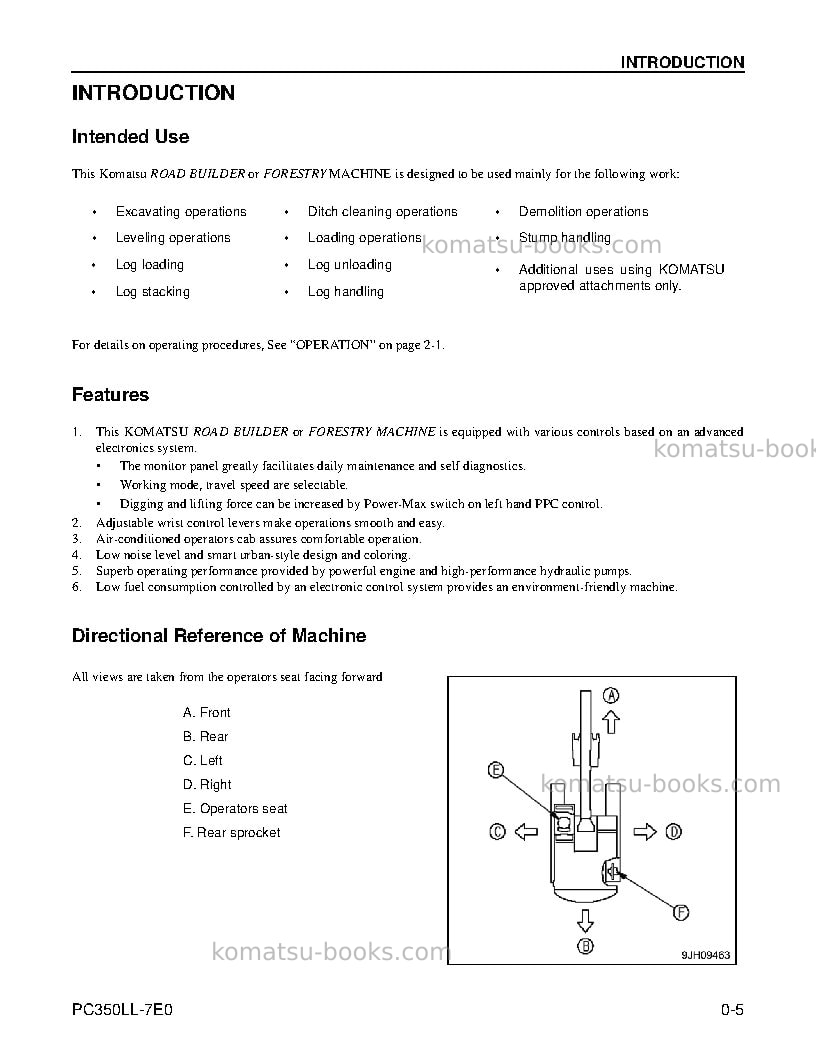 Komatsu pc350ll-7usa-tier 3 Operation manual cover Page 6 Komatsu pc350ll-7usa-tier 3 Operation manual cover Page 6
