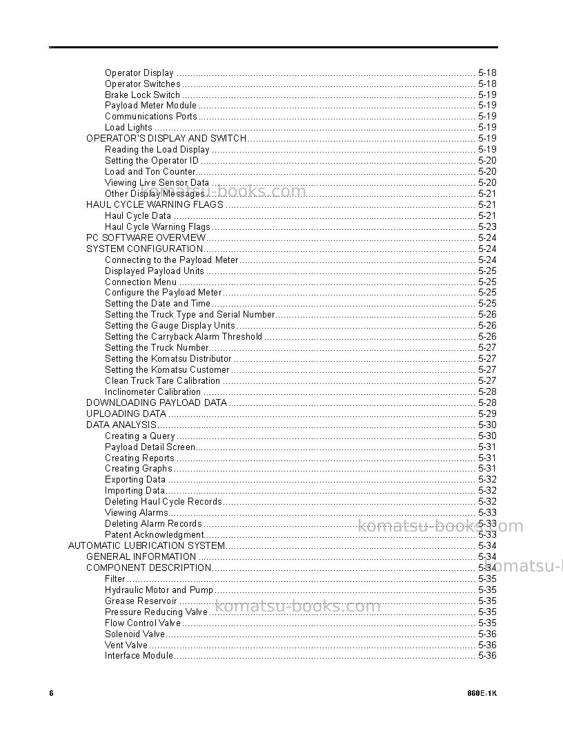 Komatsu 860e-1usa-k Operation manual cover Page 6