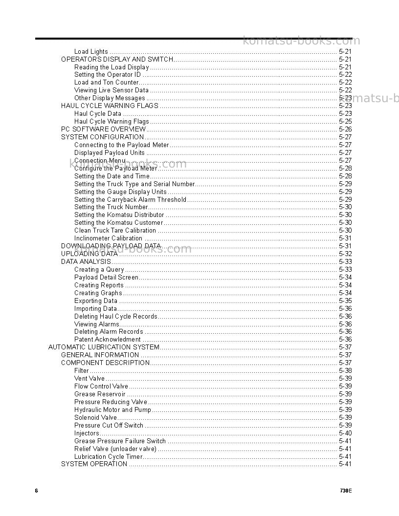 Komatsu 730eusa Operation manual cover Page 6 Komatsu 730eusa Operation manual cover Page 6