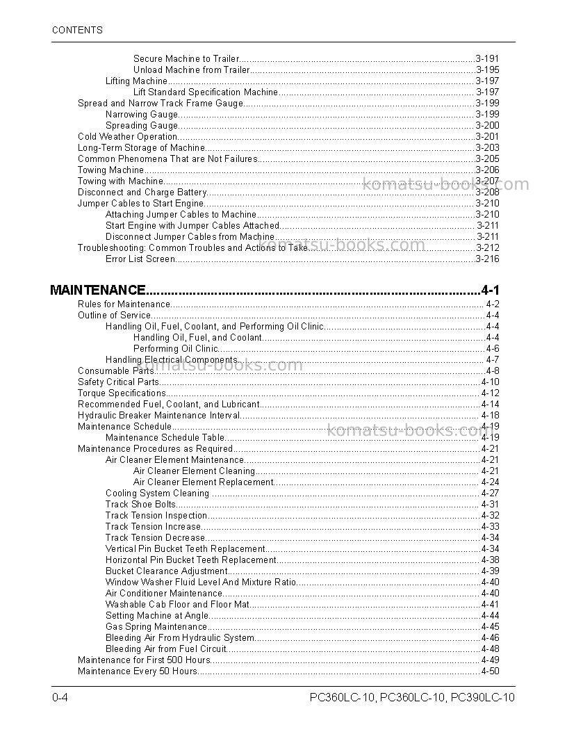 Komatsu pc360lc-10usa Operation manual cover Page 6