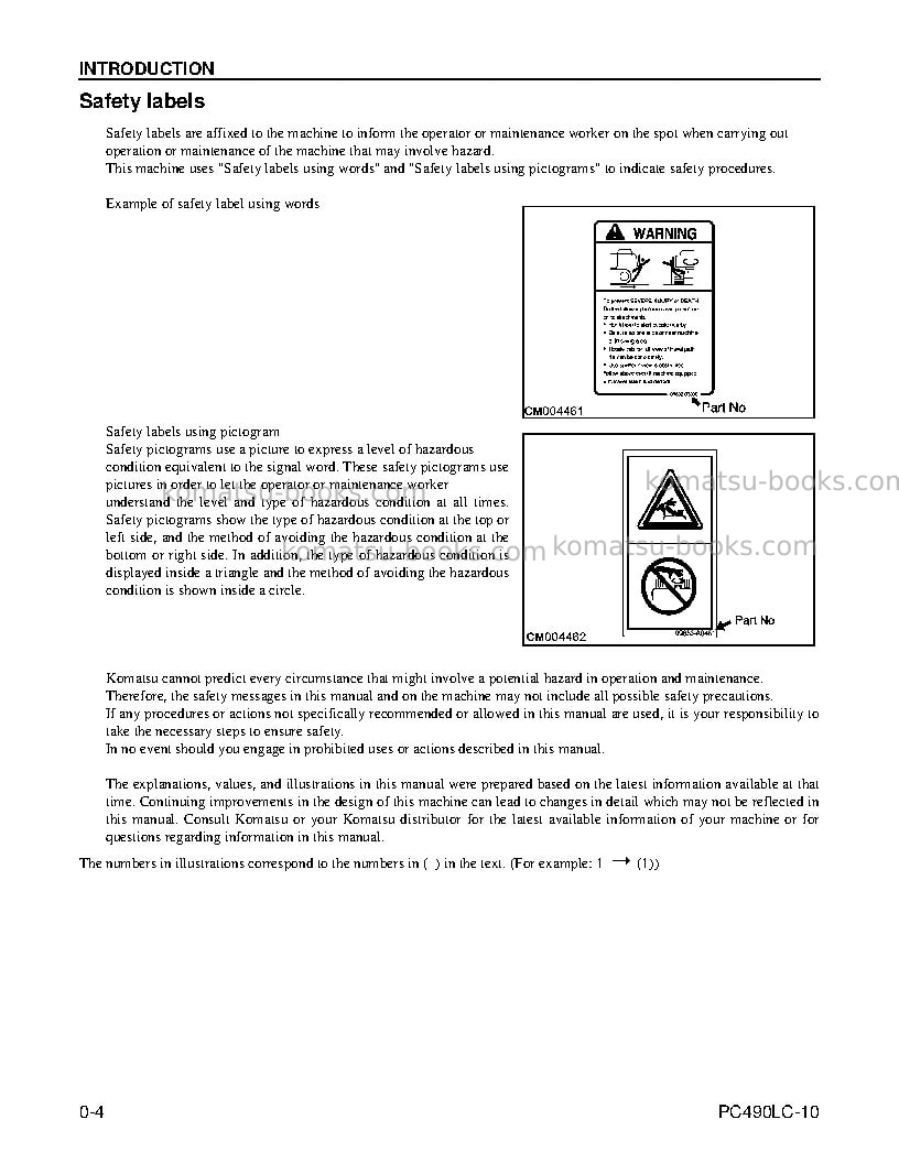 Komatsu pc490lc-10usa Operation manual cover Page 6 Komatsu pc490lc-10usa Operation manual cover Page 6