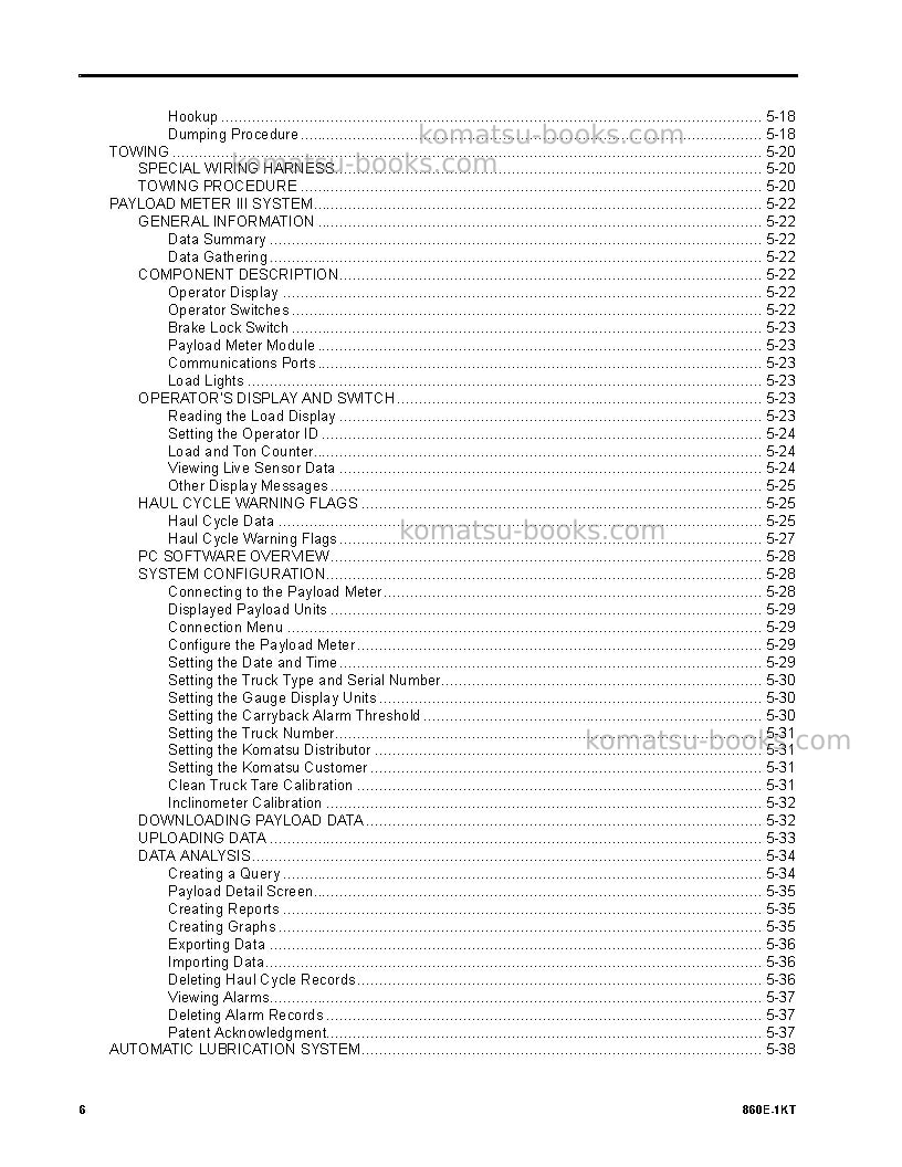 Komatsu 860e-1usa-kt Operation manual cover Page 6