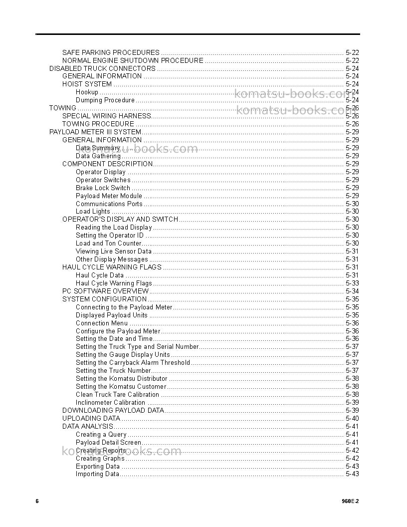 Komatsu 960e-2usa Operation manual cover Page 6 Komatsu 960e-2usa Operation manual cover Page 6