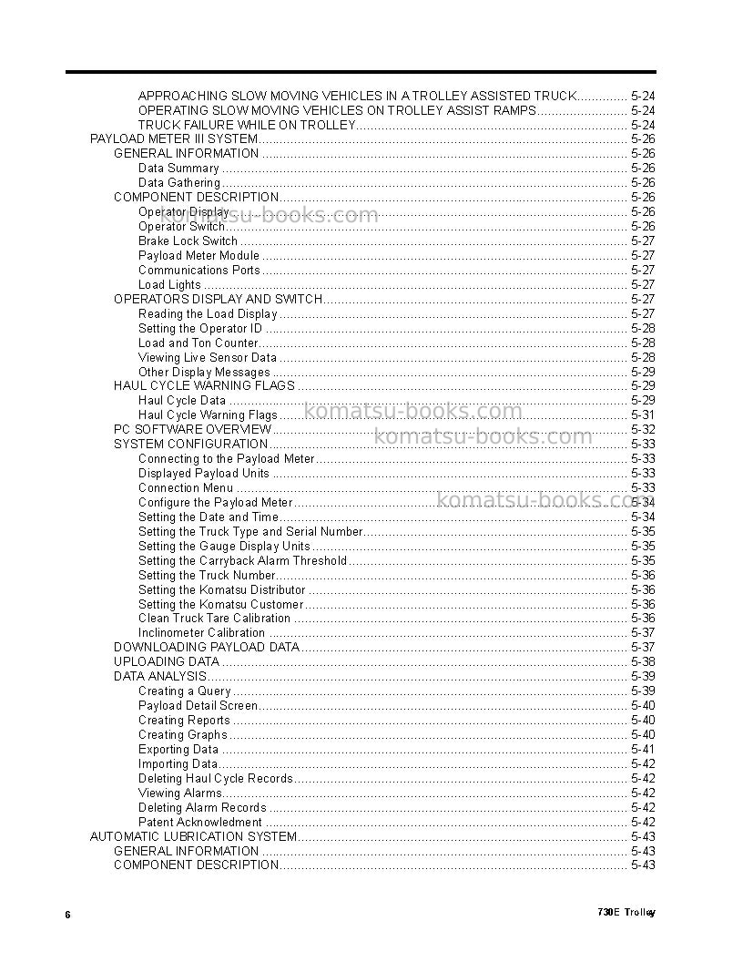Komatsu 730eusa-with trolley Operation manual cover Page 6 Komatsu 730eusa-with trolley Operation manual cover Page 6