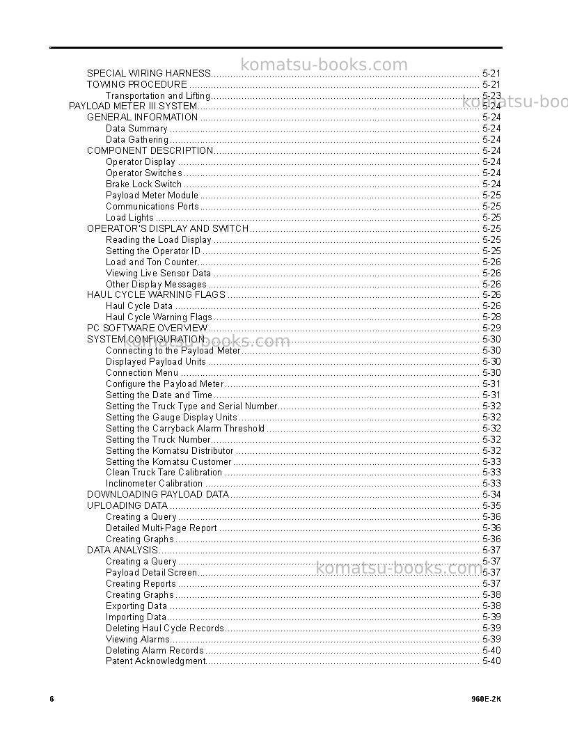 Komatsu 960e-2usa-k Operation manual cover Page 6 Komatsu 960e-2usa-k Operation manual cover Page 6