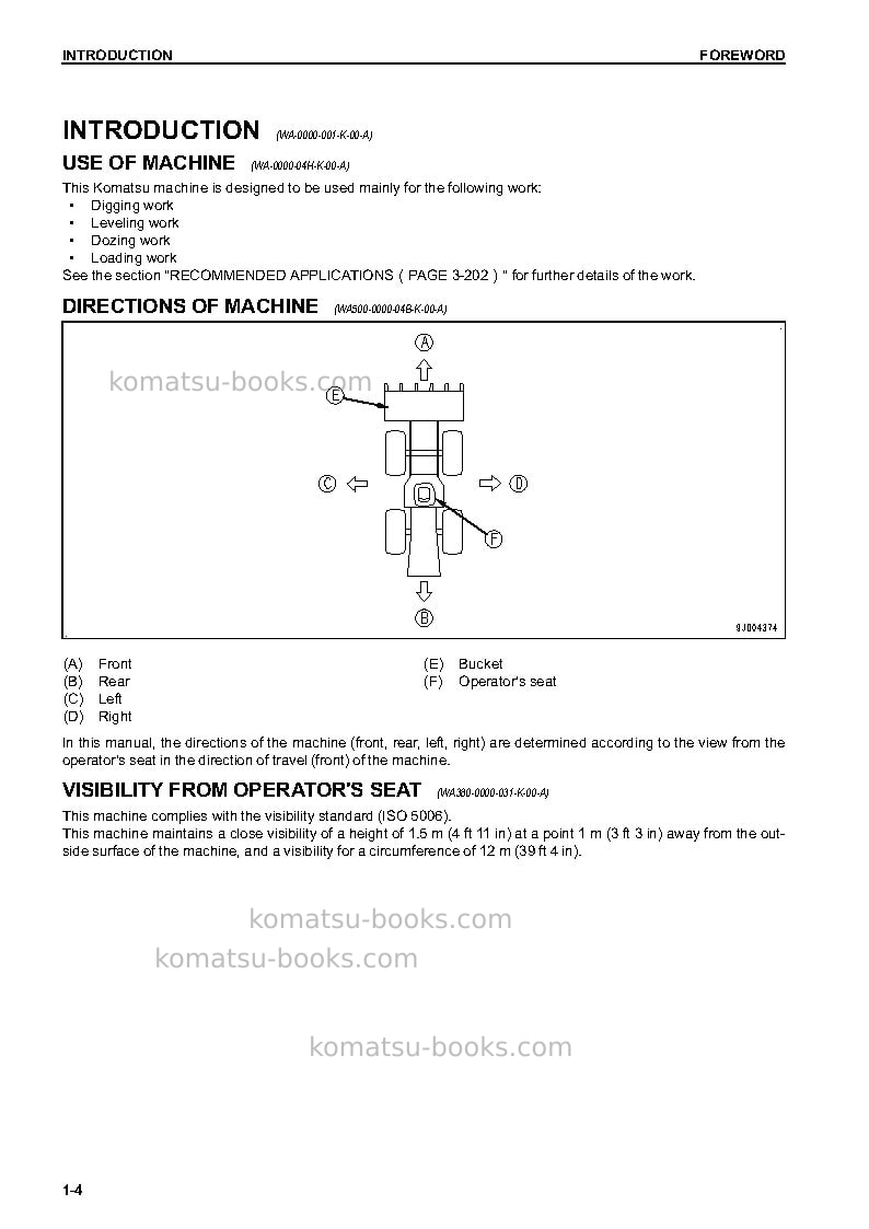 Komatsu wa470-7usa Operation manual cover Page 6 Komatsu wa470-7usa Operation manual cover Page 6