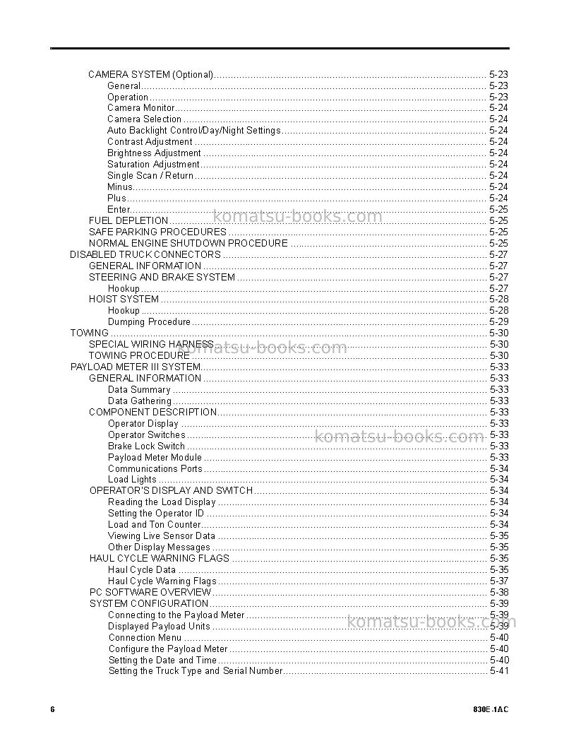 Komatsu 830e-1usa-ac Operation manual cover Page 6 Komatsu 830e-1usa-ac Operation manual cover Page 6