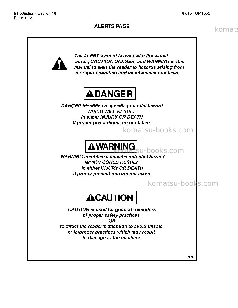 Komatsu hd1500-7usa-w/ ssa16v159 Operation manual cover Page 6