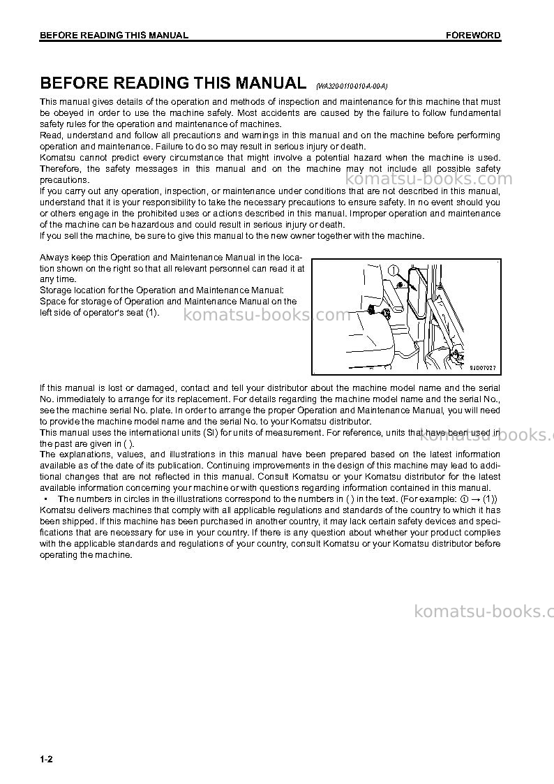 Komatsu wa320-7usa Operation manual cover Page 6