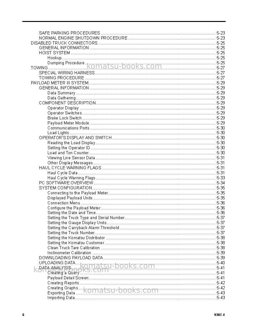 Komatsu 930e-4usa Operation manual cover Page 6