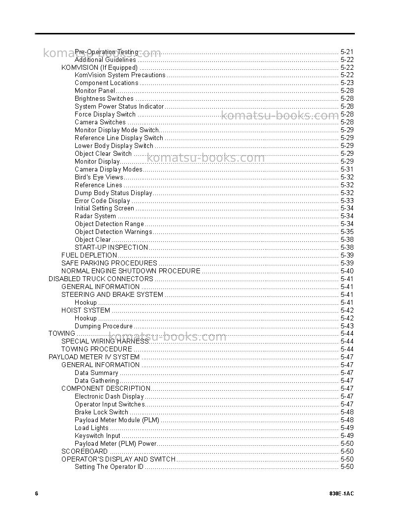 Komatsu 830e-1usa-ac Operation manual cover Page 6