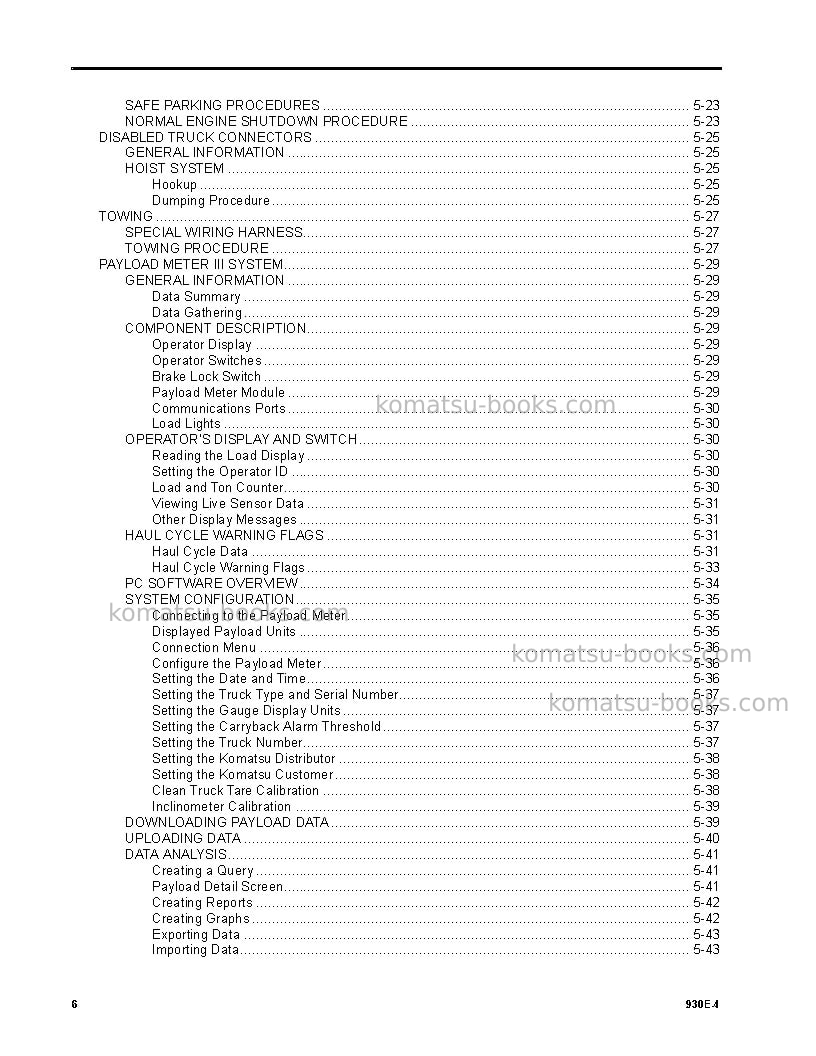 Komatsu 930e-4usa Operation manual cover Page 6