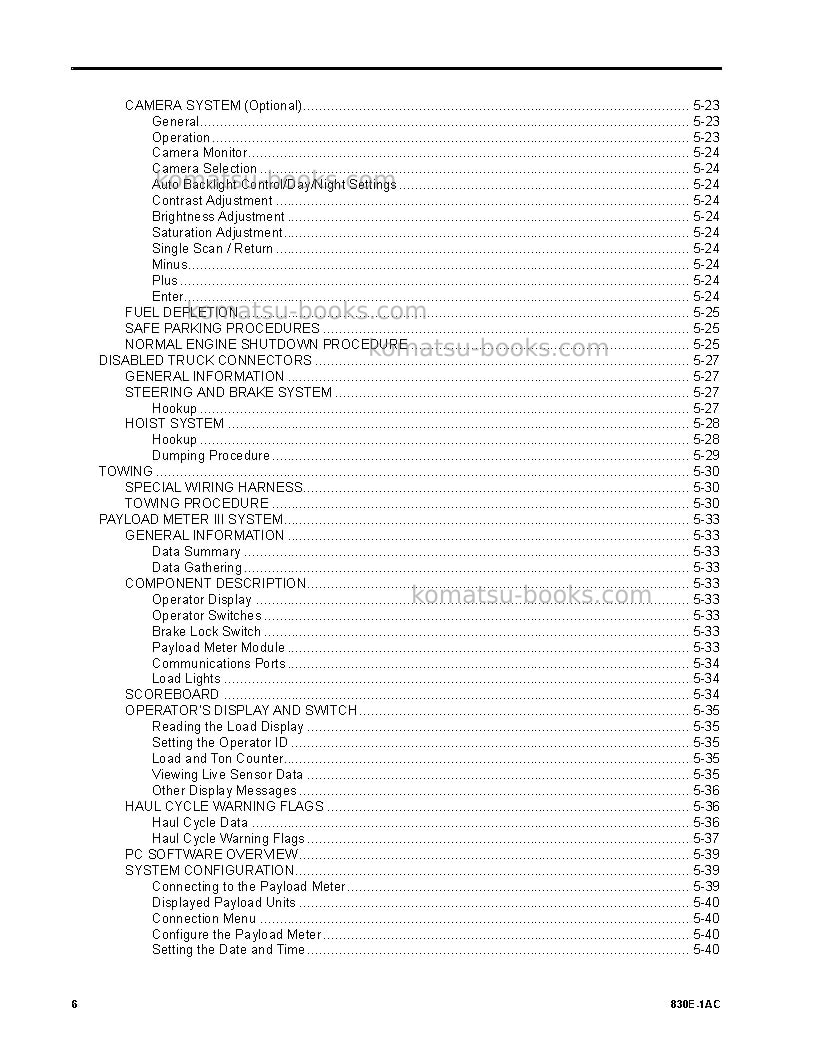 Komatsu 830e-1usa-ac Operation manual cover Page 6 Komatsu 830e-1usa-ac Operation manual cover Page 6