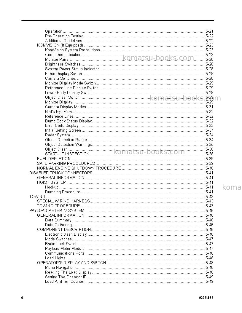 Komatsu 930e-4usa-se Operation manual cover Page 6 Komatsu 930e-4usa-se Operation manual cover Page 6