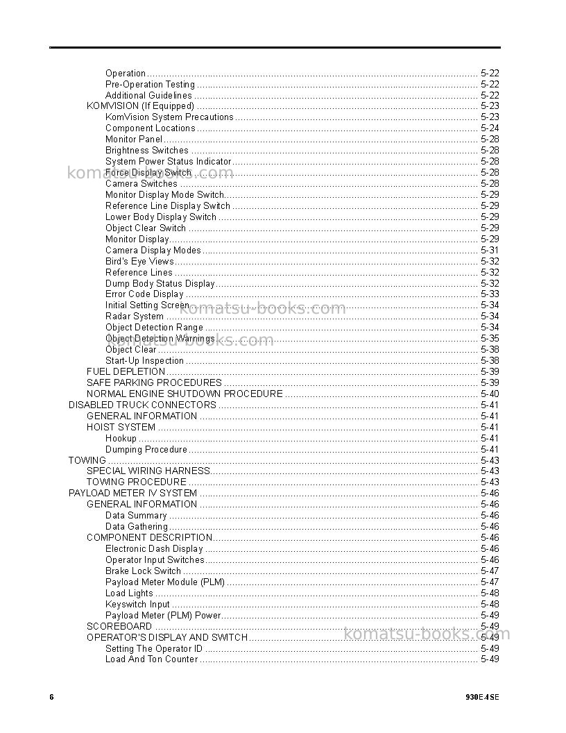 Komatsu 930e-4usa-se Operation manual cover Page 6 Komatsu 930e-4usa-se Operation manual cover Page 6