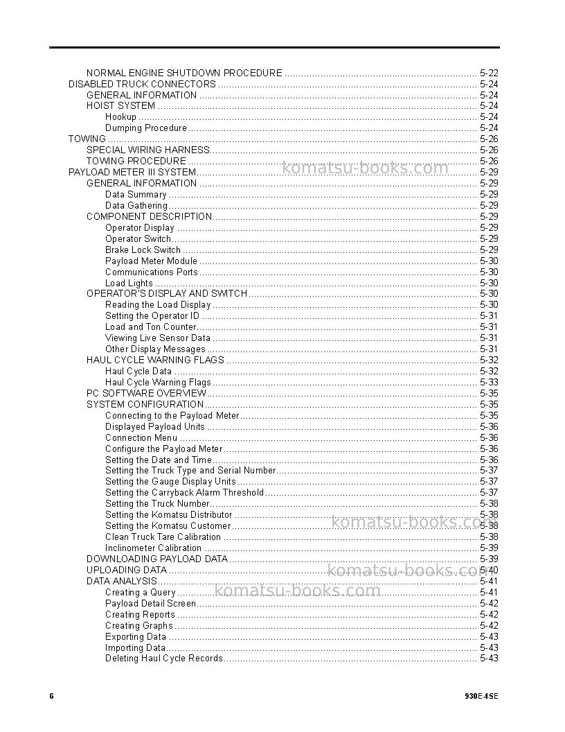 Komatsu 930e-4usa-se Operation manual cover Page 6