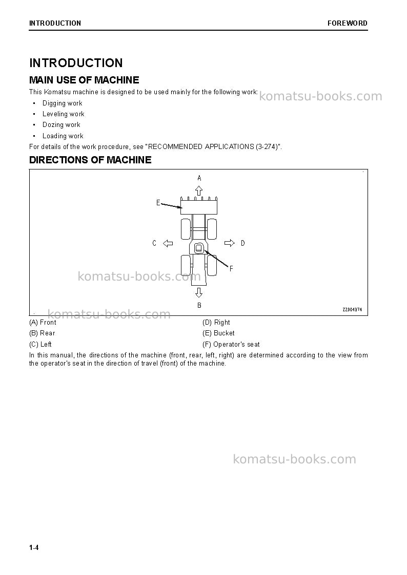 Komatsu wa500-8usa Operation manual cover Page 6 Komatsu wa500-8usa Operation manual cover Page 6