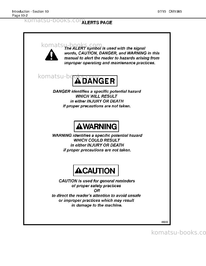 Komatsu hd1500-7usa-w/ ssa16v159 Operation manual cover Page 6