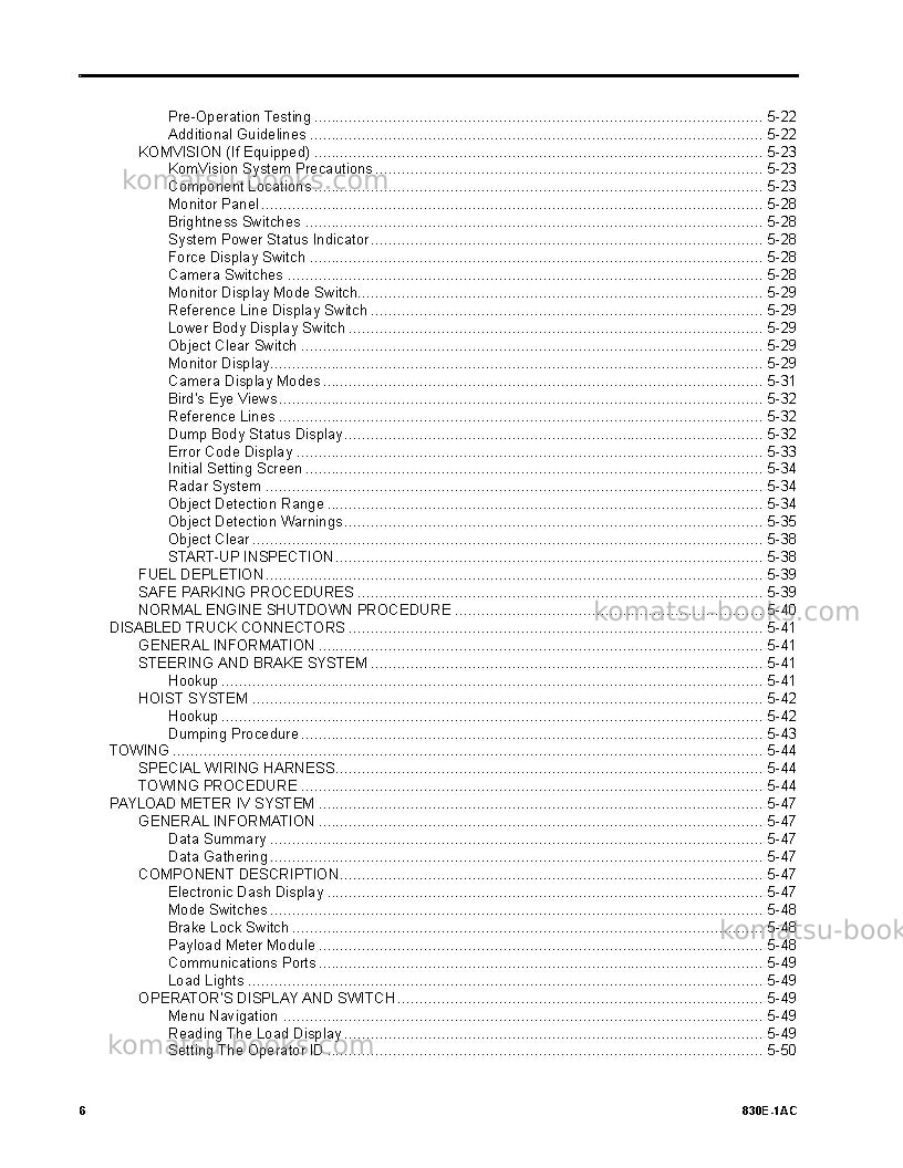 Komatsu 830e-1usa-ac Operation manual cover Page 6 Komatsu 830e-1usa-ac Operation manual cover Page 6