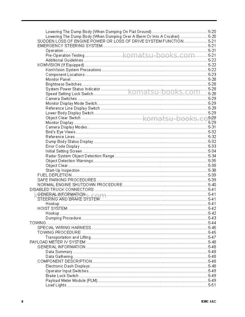 Komatsu 830e-1usa-ac Operation manual cover Page 6 Komatsu 830e-1usa-ac Operation manual cover Page 6