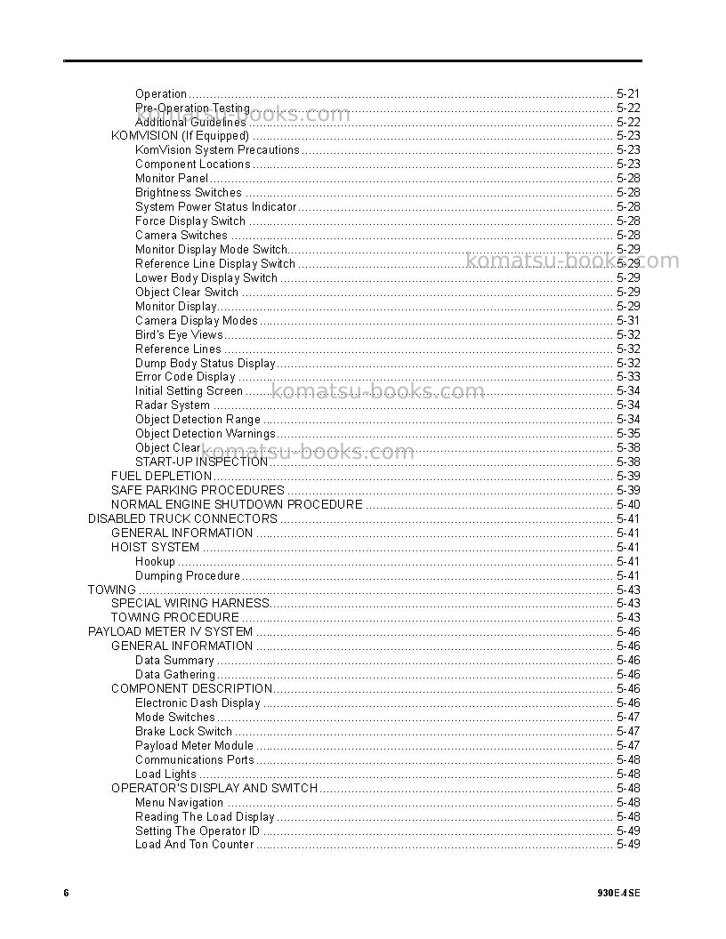 Komatsu 930e-4usa-se Operation manual cover Page 6 Komatsu 930e-4usa-se Operation manual cover Page 6