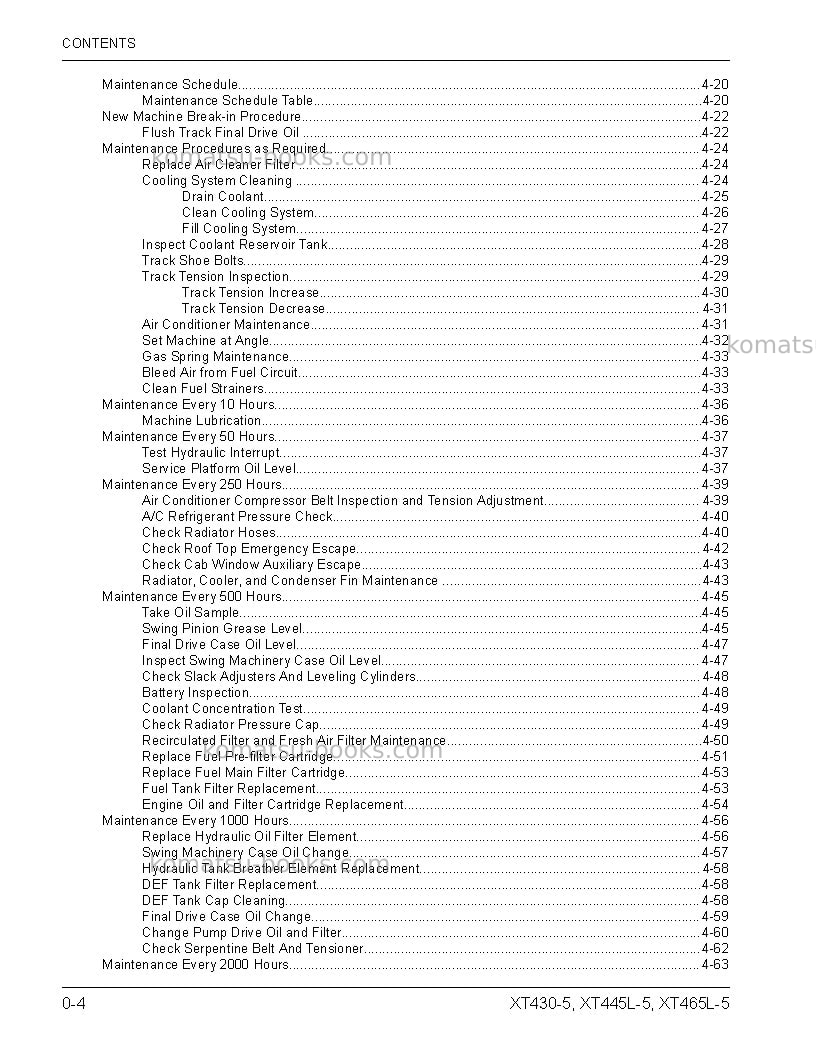 Komatsu xt430-5usa Operation manual cover Page 6 Komatsu xt430-5usa Operation manual cover Page 6