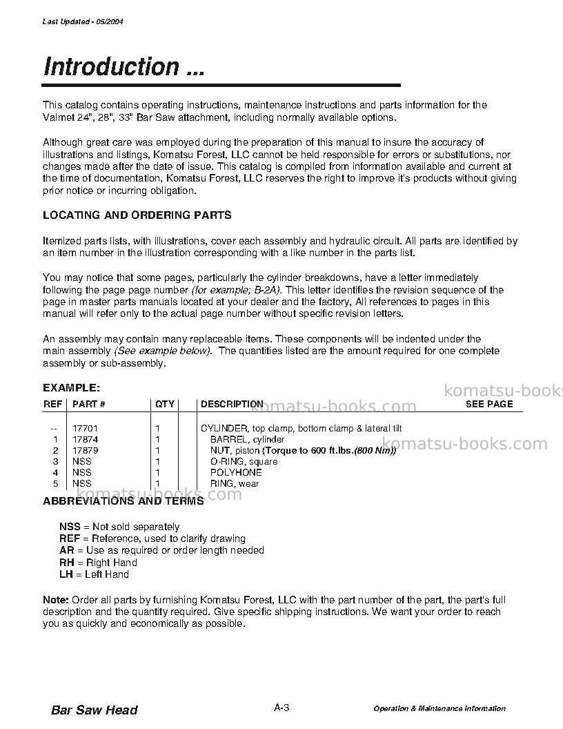 Komatsu 233-1usa Operation manual cover Page 6