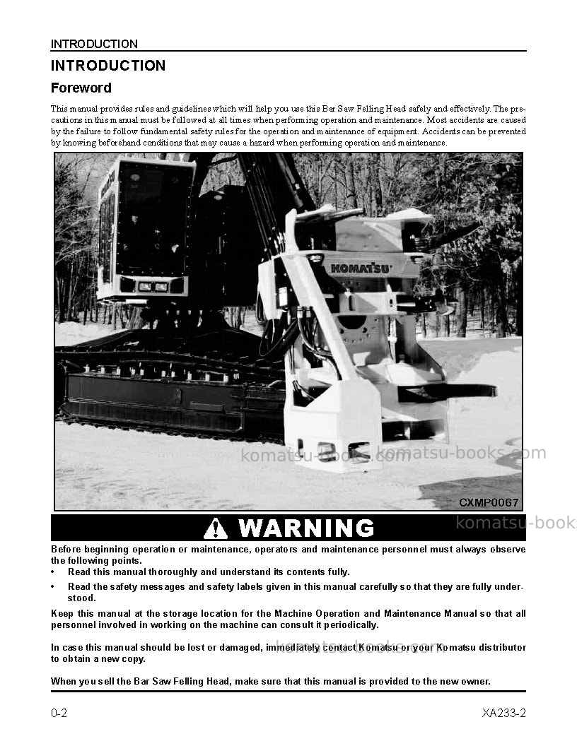 Komatsu xa233-2usa Operation manual cover Page 6 Komatsu xa233-2usa Operation manual cover Page 6