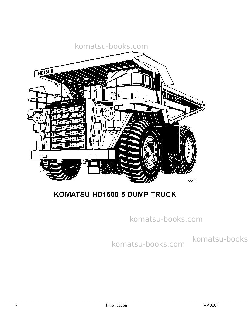 Komatsu hd1500-5usa Field assembly manual cover Page 6