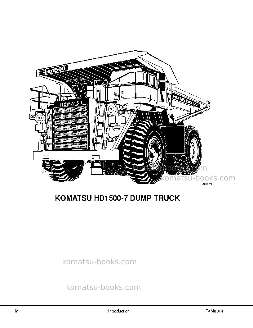 Komatsu hd1500-7usa Field assembly manual cover Page 6