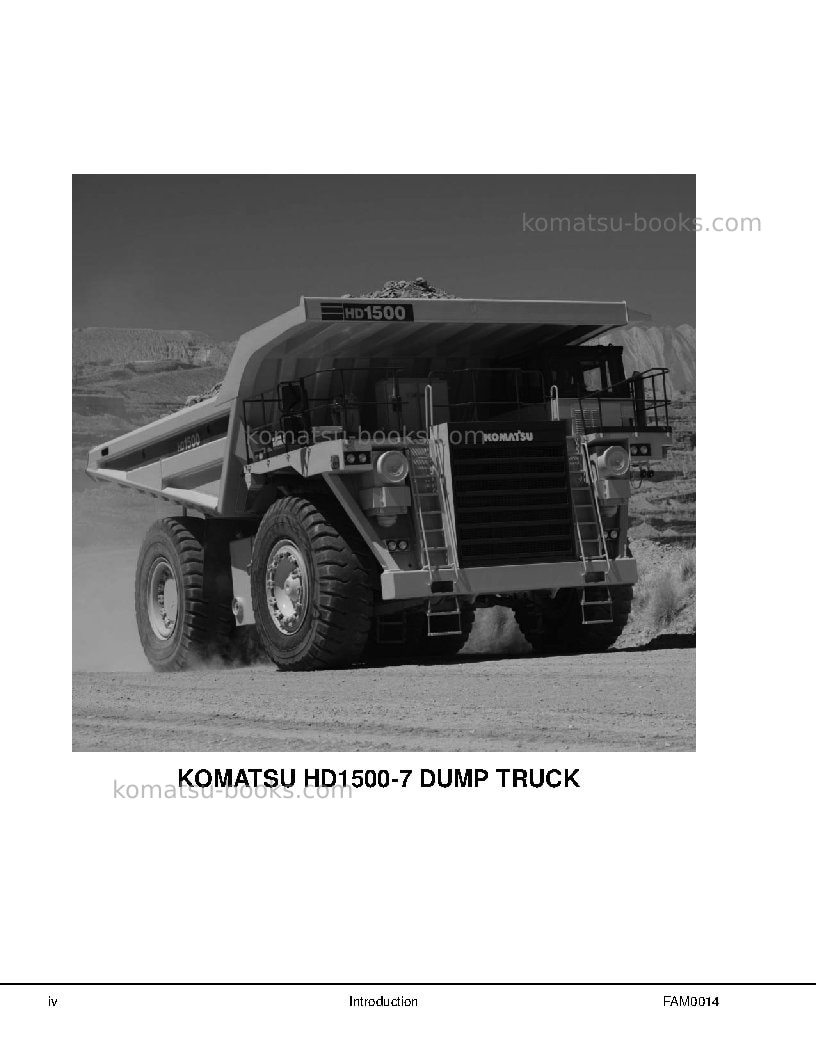 Komatsu hd1500-7usa Field assembly manual cover Page 6