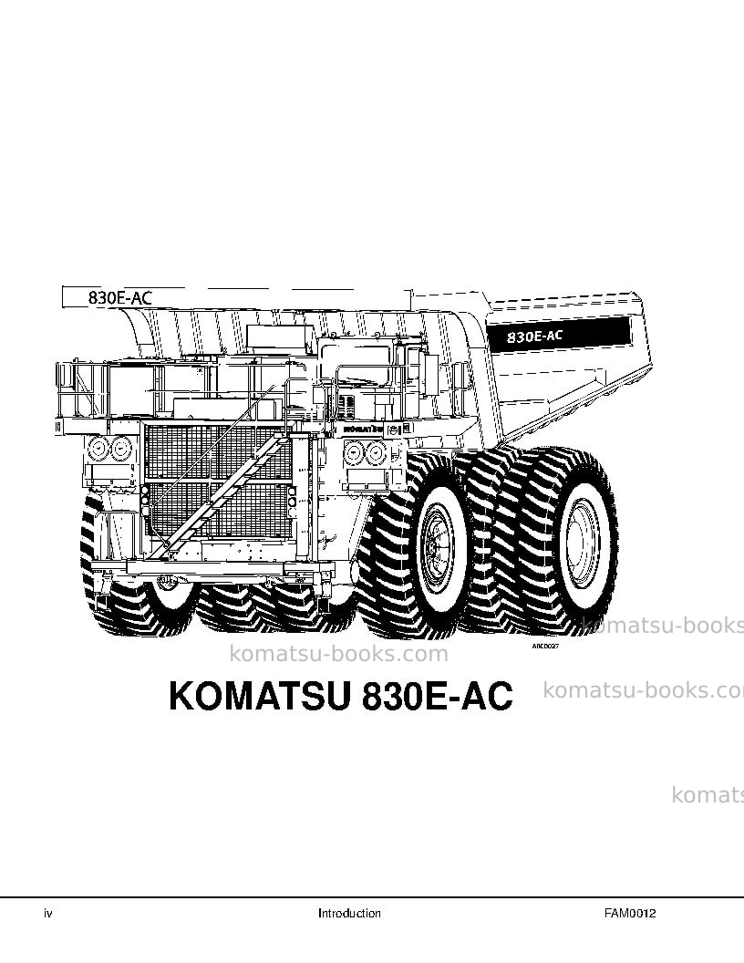 Komatsu 830e-1usa-ac Field assembly manual cover Page 6 Komatsu 830e-1usa-ac Field assembly manual cover Page 6