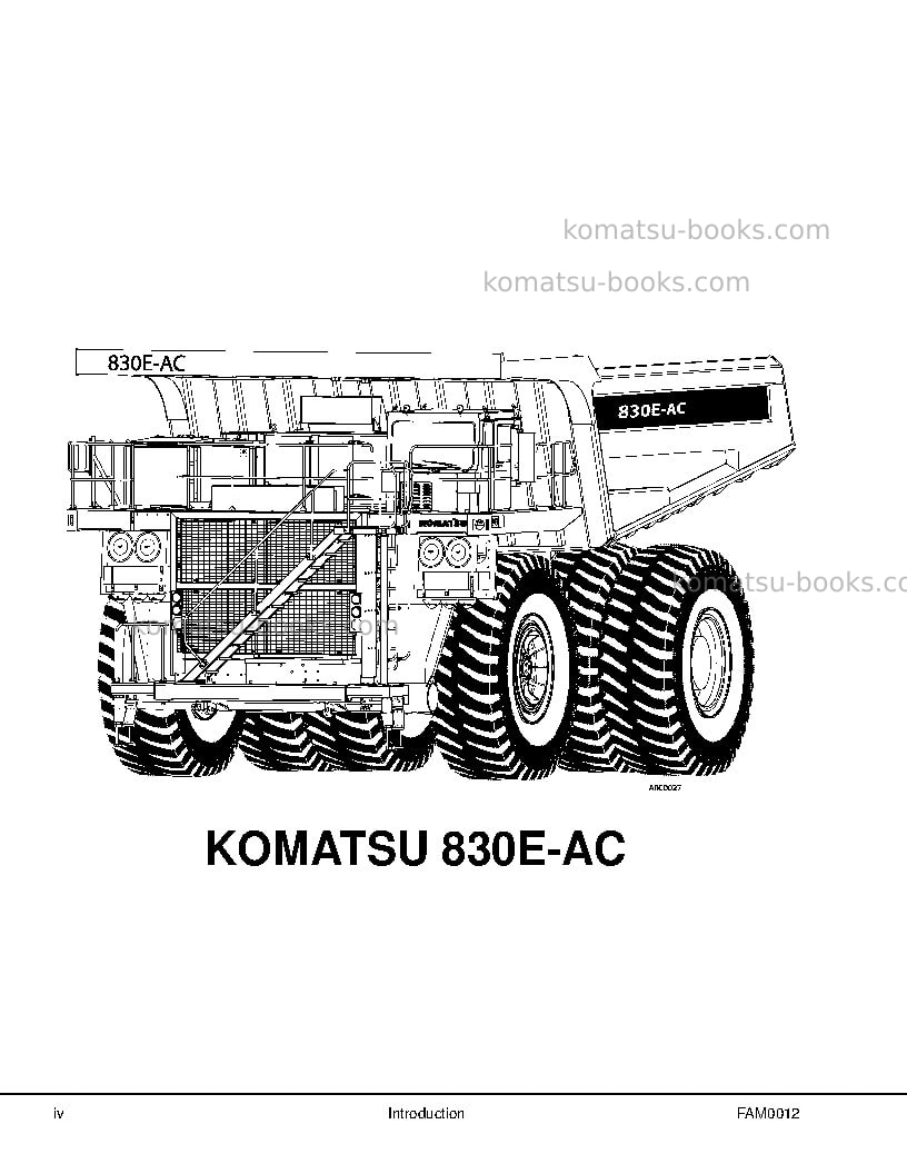 Komatsu 830e-1usa-ac Field assembly manual cover Page 6 Komatsu 830e-1usa-ac Field assembly manual cover Page 6