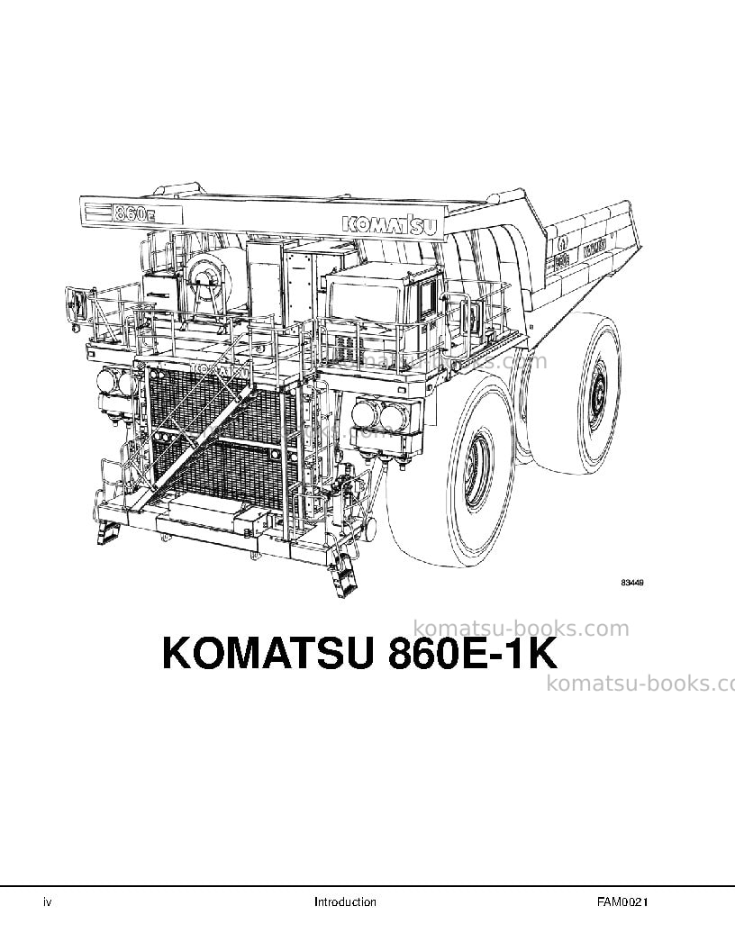 Komatsu 860e-1usa-k Field assembly manual cover Page 6 Komatsu 860e-1usa-k Field assembly manual cover Page 6