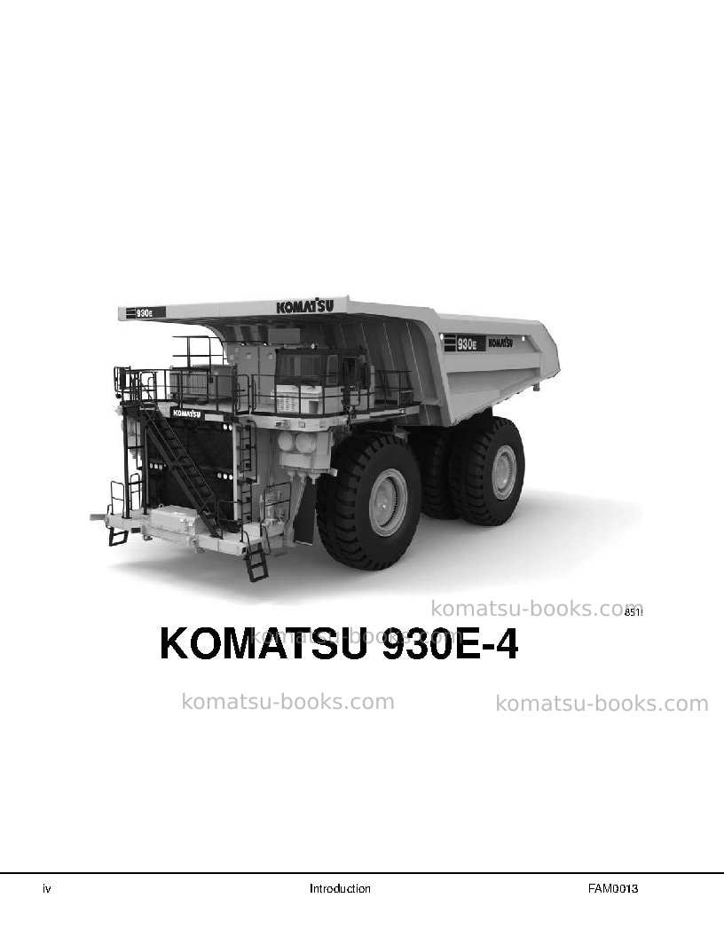 Komatsu 930e-4usa Field assembly manual cover Page 6 Komatsu 930e-4usa Field assembly manual cover Page 6