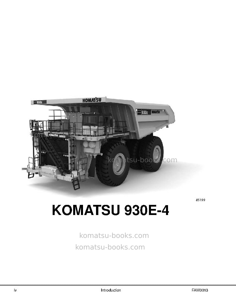Komatsu 930e-4usa Field assembly manual cover Page 6 Komatsu 930e-4usa Field assembly manual cover Page 6