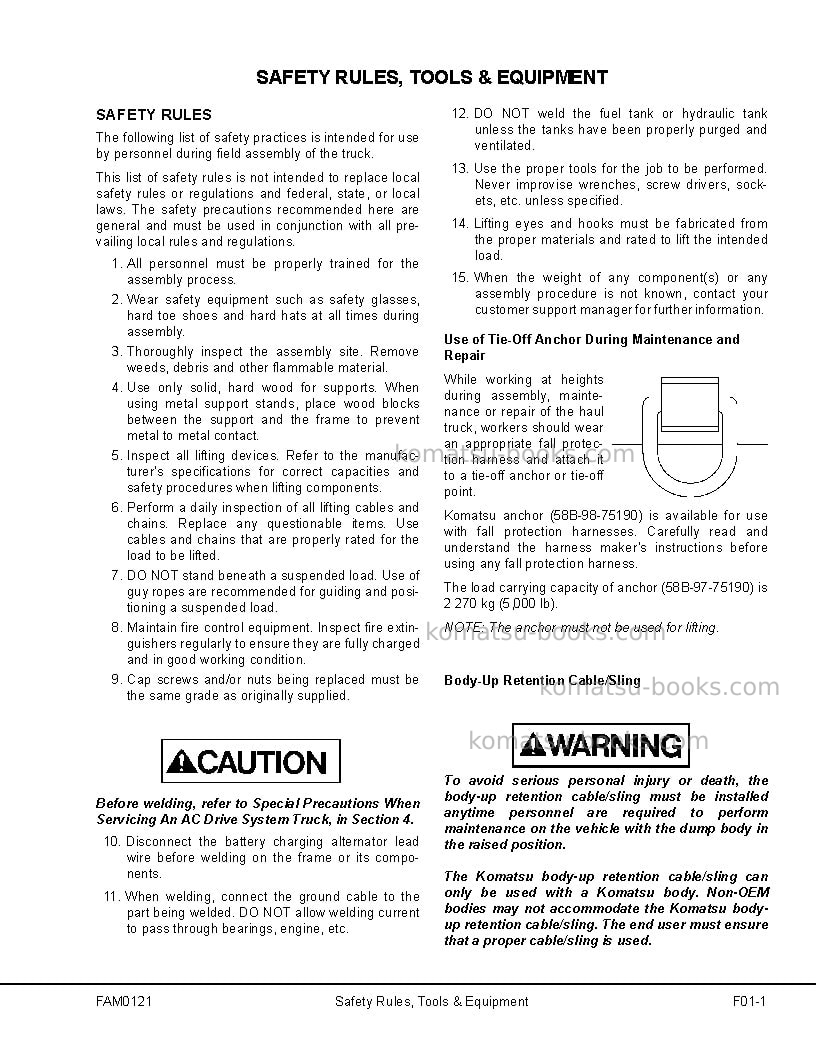 Komatsu 730e-8usa Field assembly manual cover Page 6 Komatsu 730e-8usa Field assembly manual cover Page 6