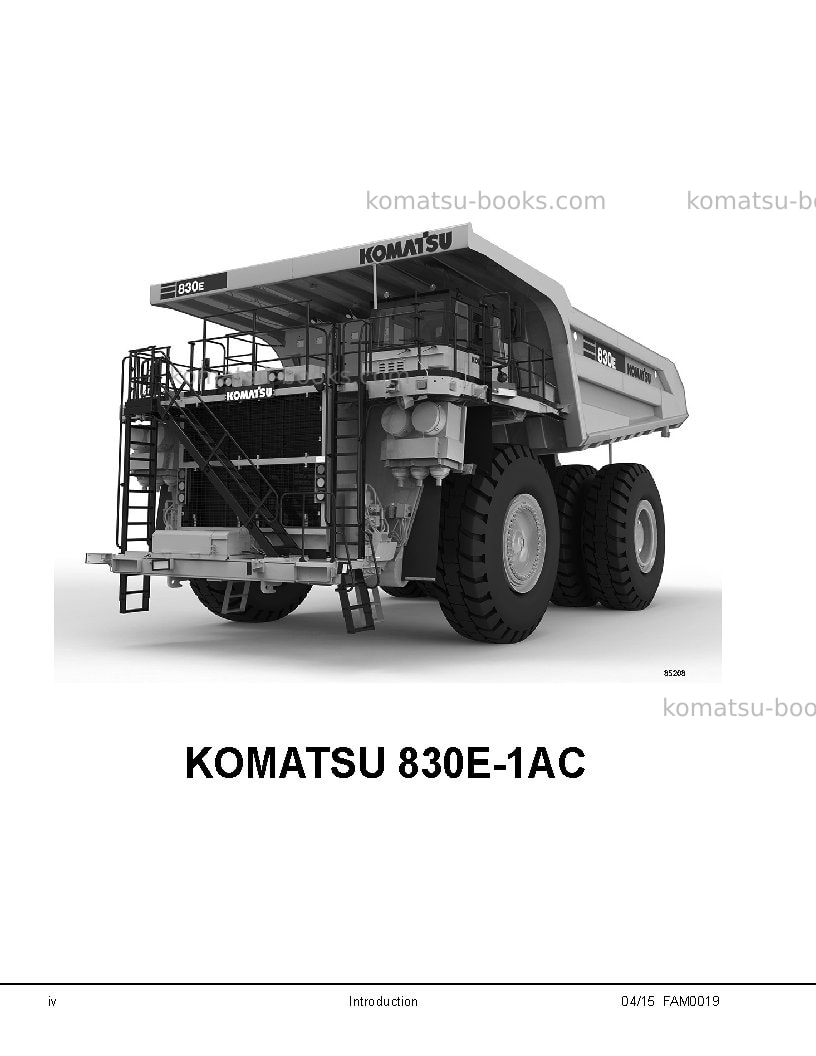 Komatsu 830e-1usa-ac Field assembly manual cover Page 6 Komatsu 830e-1usa-ac Field assembly manual cover Page 6