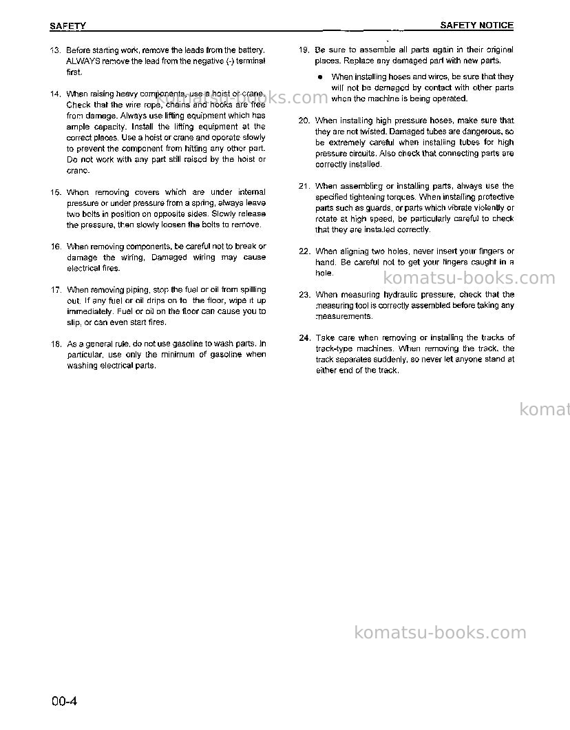 Komatsu wa600-1usa-le Repair & maintenance cover Page 6