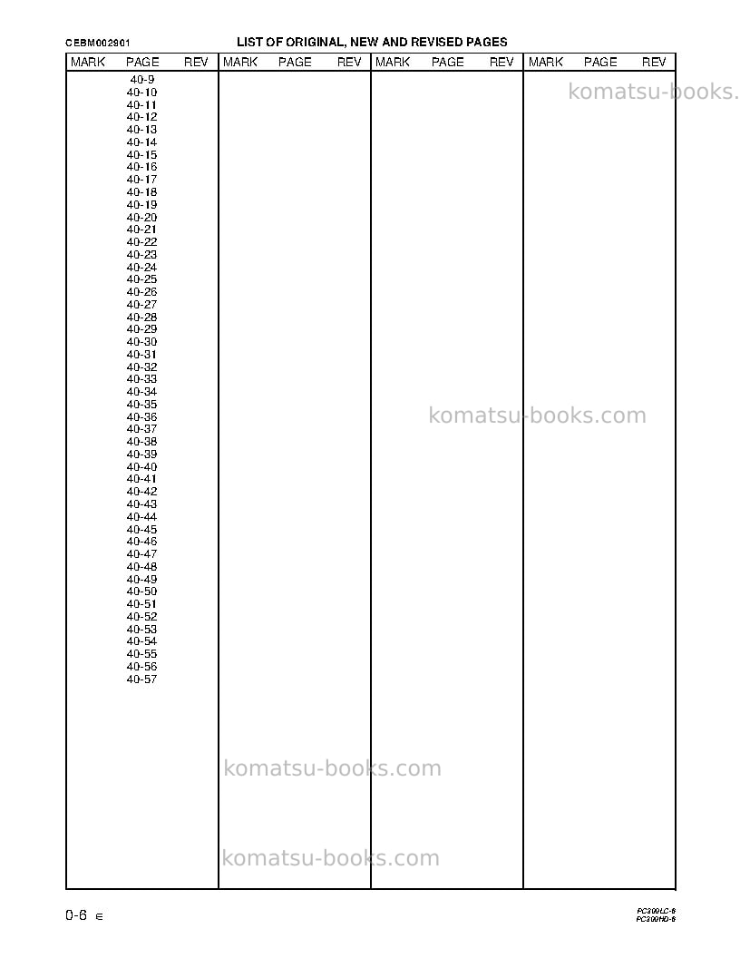 Komatsu pc300lc-6usa-le Repair & maintenance cover Page 6