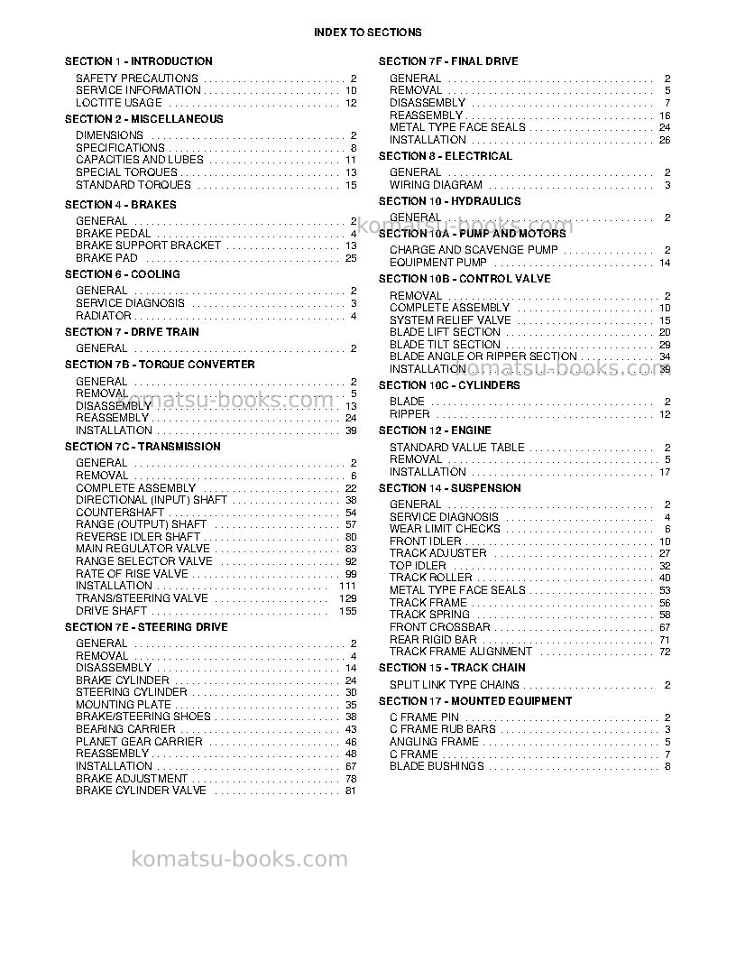 Komatsu d38p-1usa Repair & maintenance cover Page 6