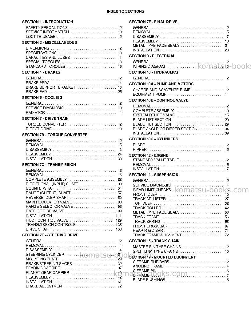 Komatsu td-7h Repair & maintenance cover Page 6 Komatsu td-7h Repair & maintenance cover Page 6