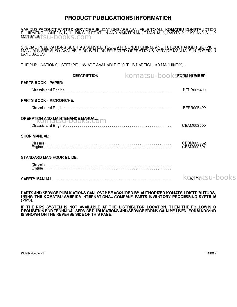 Komatsu wa320-3jpn-mc Repair & maintenance cover Page 6