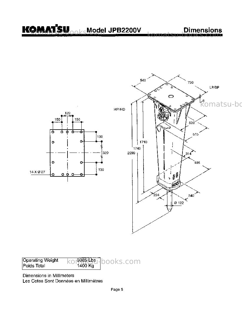 Komatsu jpb2200vusa Repair & maintenance cover Page 6 Komatsu jpb2200vusa Repair & maintenance cover Page 6
