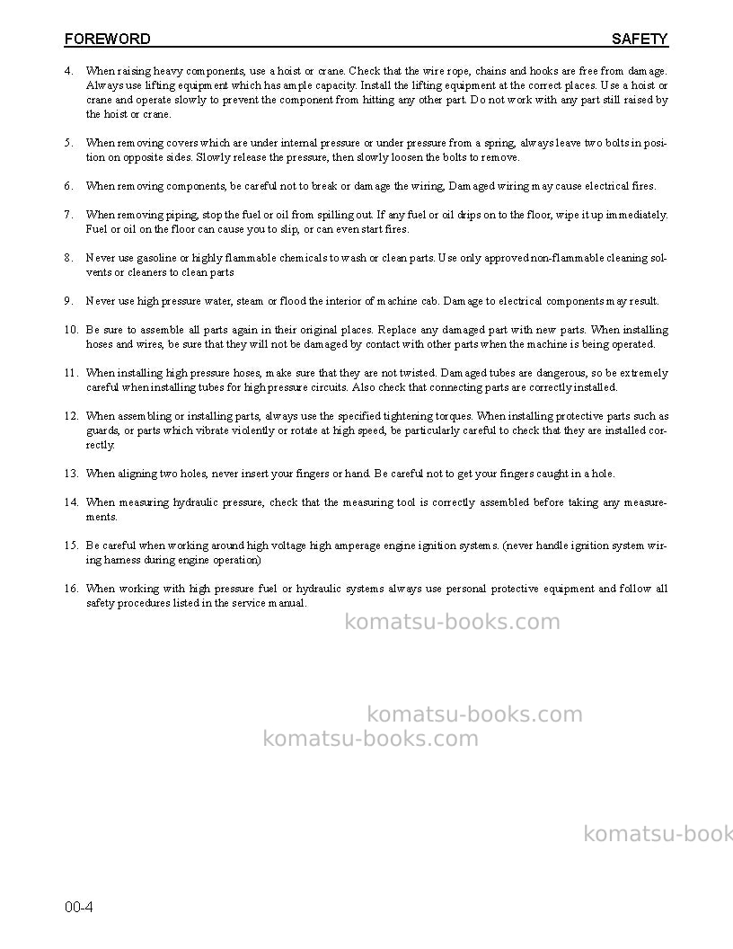 Komatsu pw400mh-6usa Repair & maintenance cover Page 6