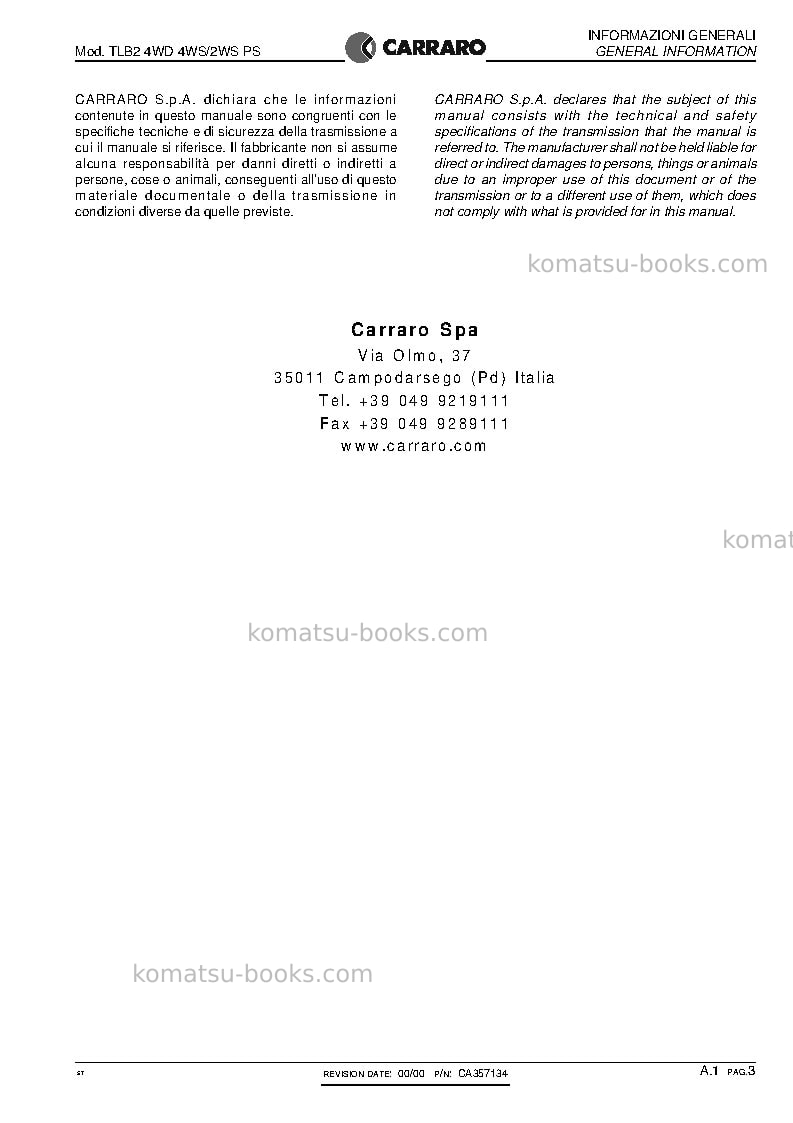 Komatsu wb140ps-2ita Repair & maintenance cover Page 6
