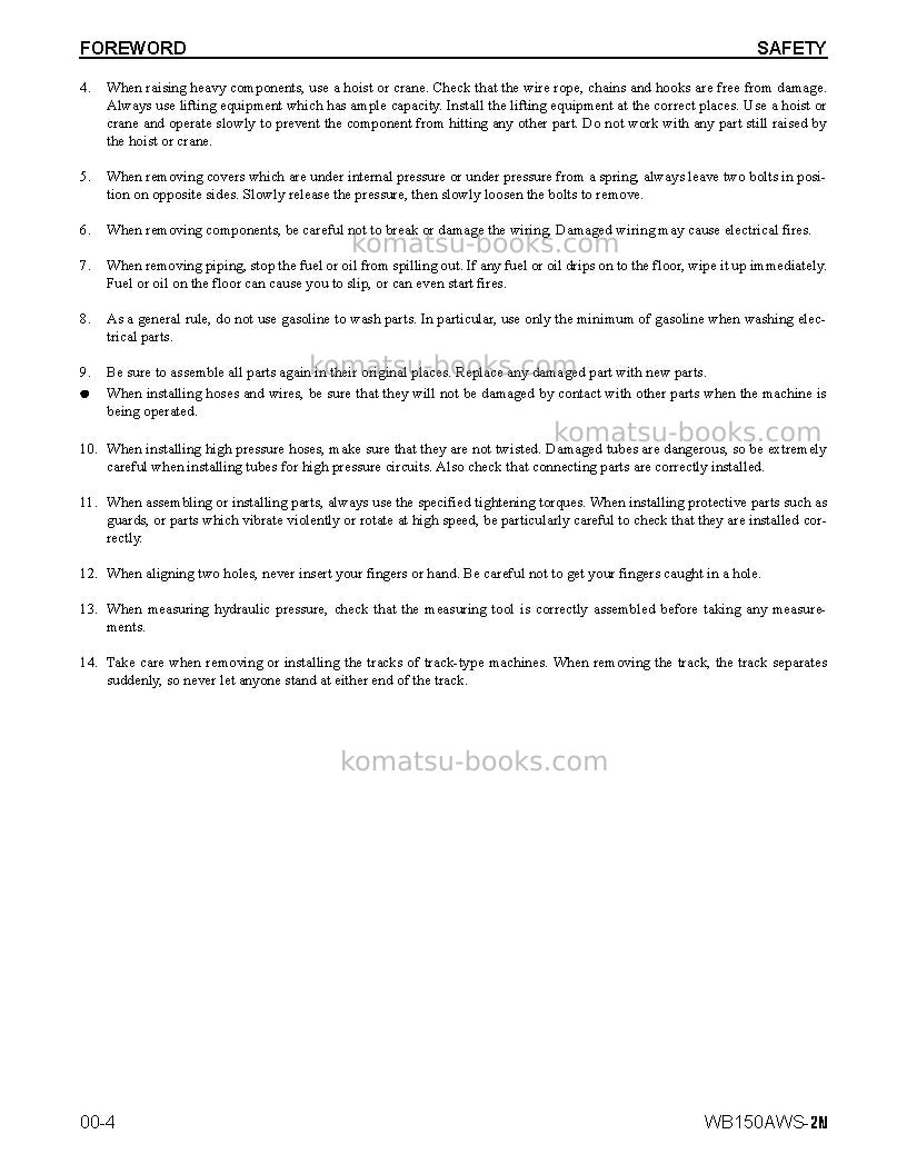 Komatsu wb150aws-2usa-n Repair & maintenance cover Page 6