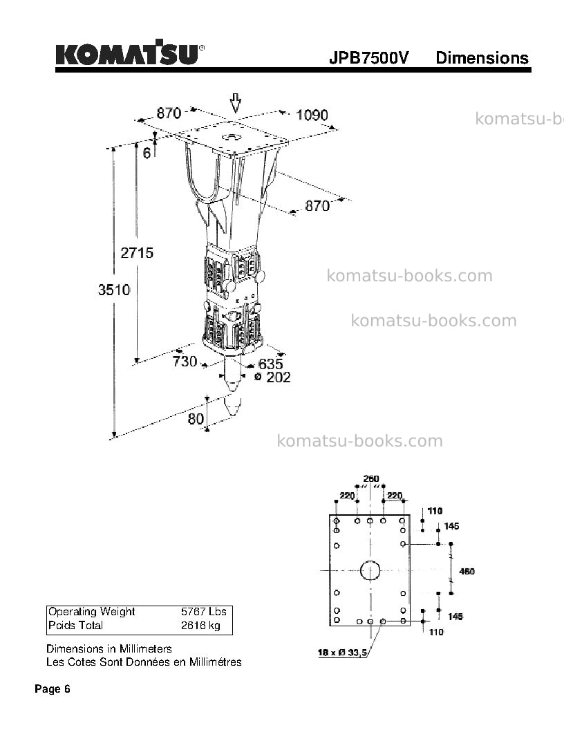 Komatsu jpb7500vusa Repair & maintenance cover Page 6