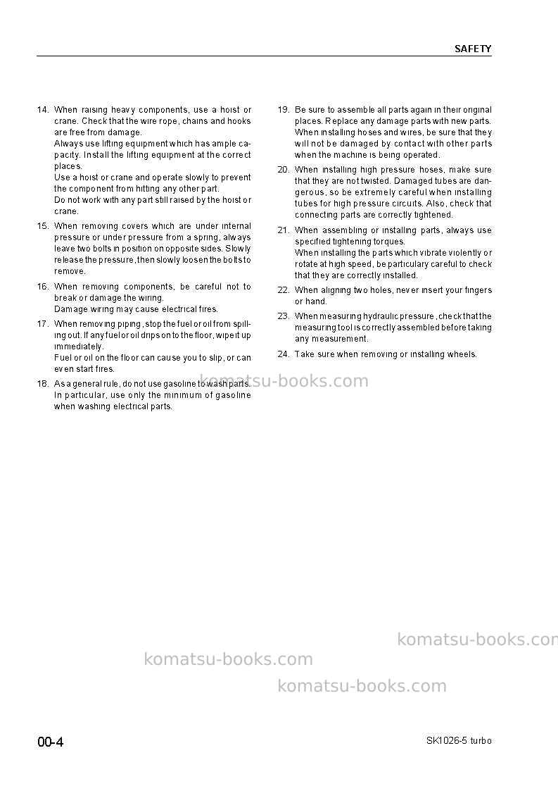 Komatsu sk1026-5usa-n Repair & maintenance cover Page 6